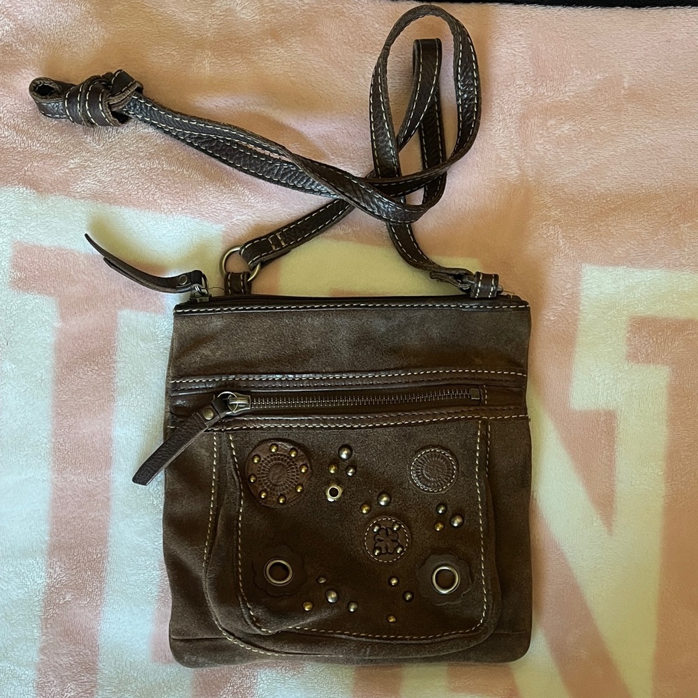 Fossil Brown Studded Crossbody Bag
